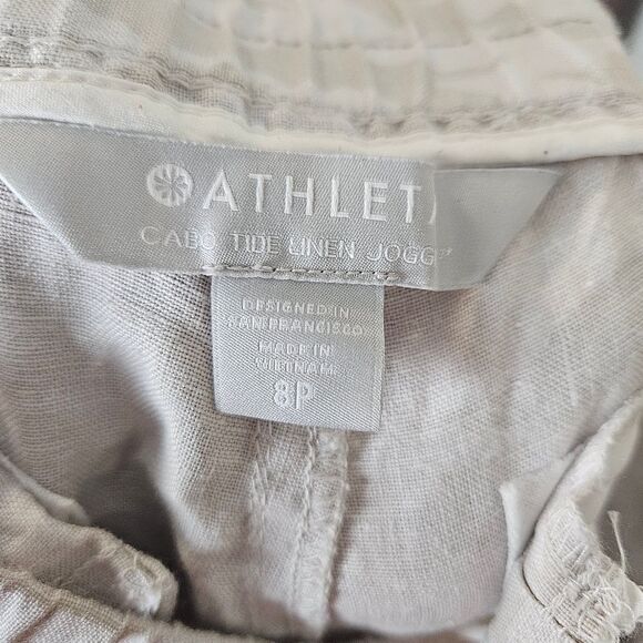 Athleta Cabo Tide Linen Jogger 8P Neutral Camo Lightweight Summer Pant - Picture 3 of 4